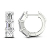 Thumbnail Image 1 of Emerald-Cut Lab-Grown Diamond Three-Stone Hoop Earrings 3 ct tw 14K White Gold
