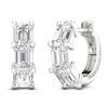 Thumbnail Image 2 of Emerald-Cut Lab-Grown Diamond Three-Stone Hoop Earrings 3 ct tw 14K White Gold