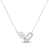 Thumbnail Image 2 of Pear-Shaped & Round-Cut Lab-Grown Diamond Paperclip Link Necklace 1/2 ct tw 14K White Gold 18"