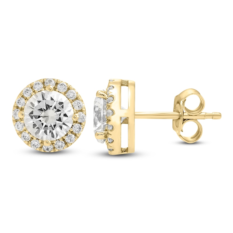 Main Image 1 of Jared Signature Diamond Halo Stud Earrings 3 ct tw 14K Yellow Gold