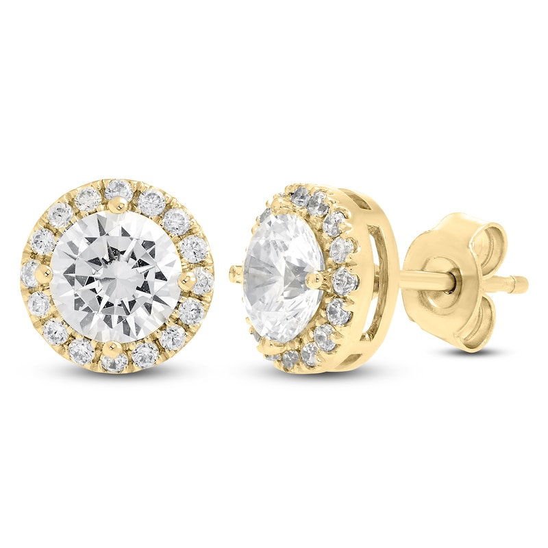 Main Image 2 of Jared Signature Diamond Halo Stud Earrings 3 ct tw 14K Yellow Gold