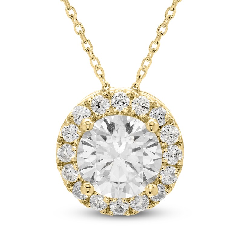 Main Image 1 of Brilliant Moments Diamond Halo Necklace 2-1/2 ct tw 14K Yellow Gold 18"