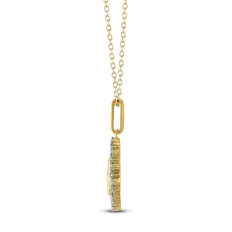Main Image 3 of Diamond Zodiac Capricorn Medallion Necklace 1/3 ct tw 10K Yellow Gold 18"