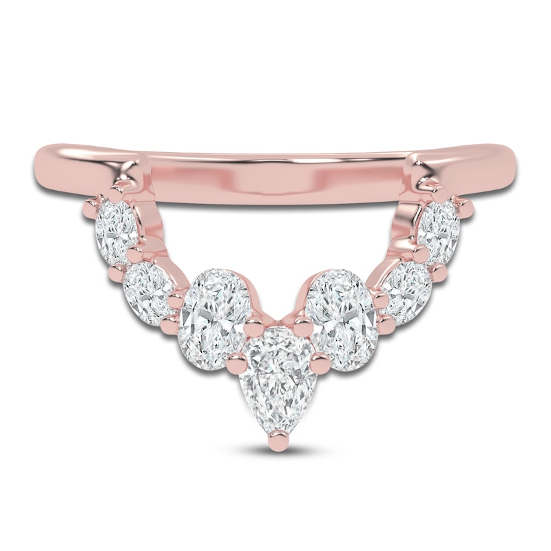 Main Image 3 of Created By Jared Studio Lab-Grown Pear-Shaped & Oval-Cut Diamond Anniversary Ring 1/2 ct tw 14K Rose Gold