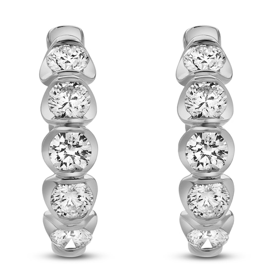 Jared Signature Diamond Scalloped Hoop Earrings 1 ct tw 14K White Gold