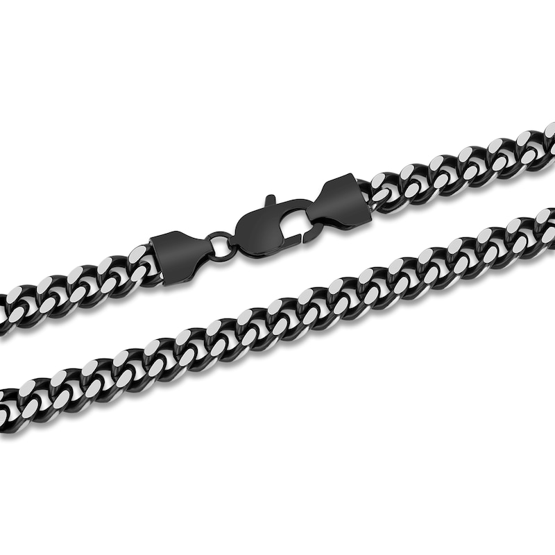 Main Image 2 of Men's Curb Chain Necklace 9mm Black Ion-Plated Stainless Steel 24"