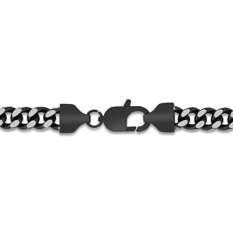 Main Image 3 of Men's Curb Chain Necklace 9mm Black Ion-Plated Stainless Steel 24"