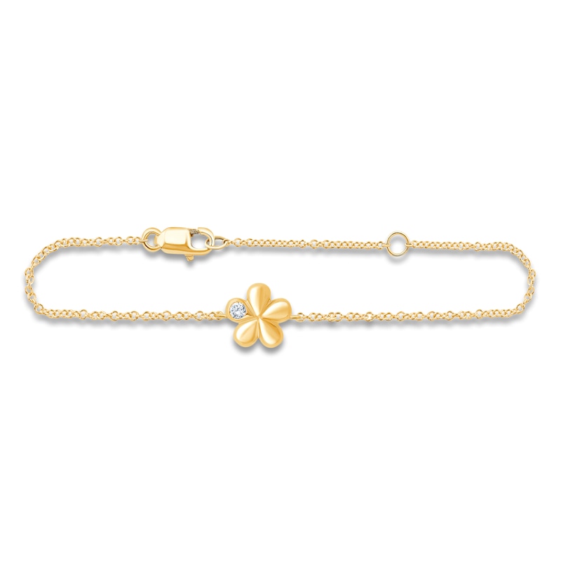 Main Image 1 of Children's Diamond Flower Bracelet 1/20 ct tw 14K Yellow Gold 6"