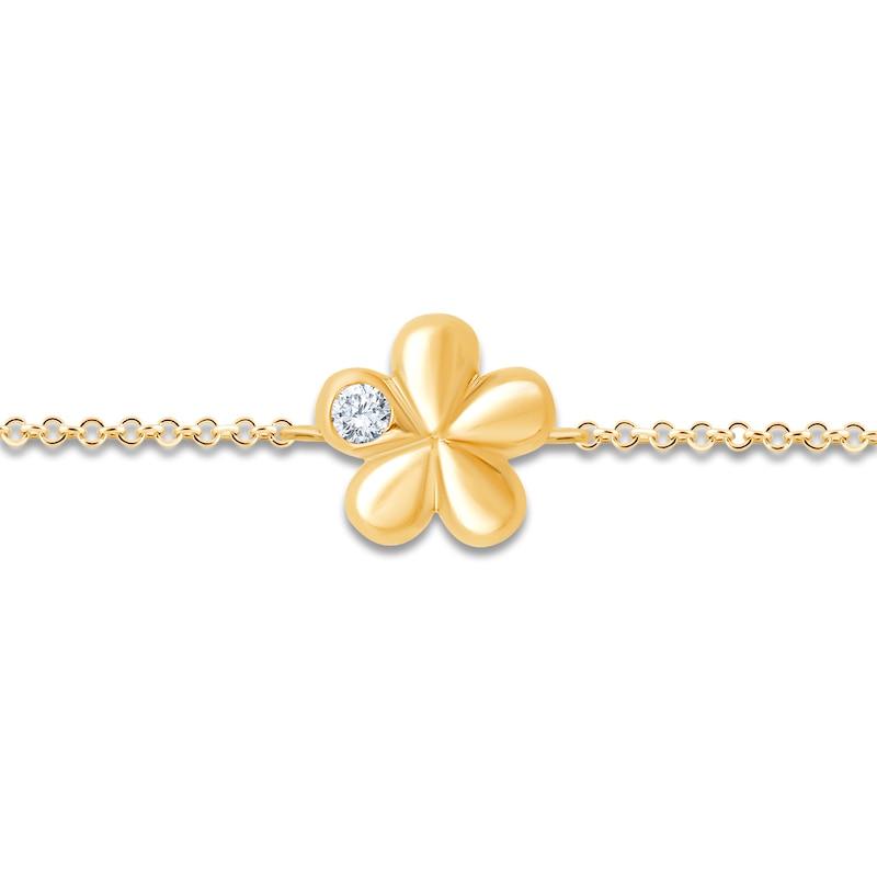 Main Image 2 of Children's Diamond Flower Bracelet 1/20 ct tw 14K Yellow Gold 6"
