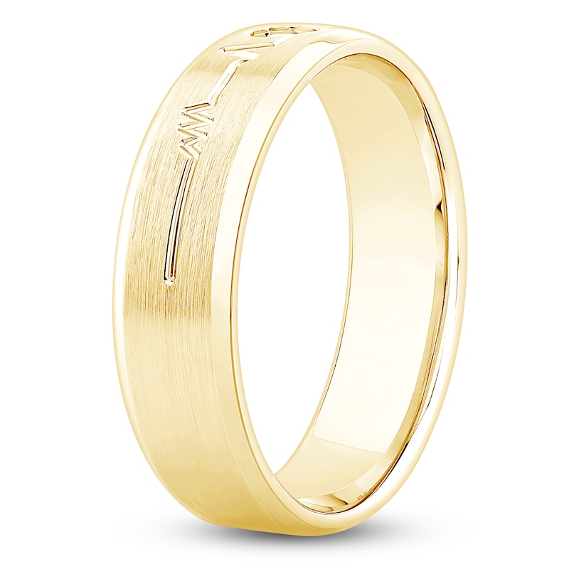 Main Image 2 of Heart & Heartbeat Engraved Wedding Band 14K Yellow Gold 6mm