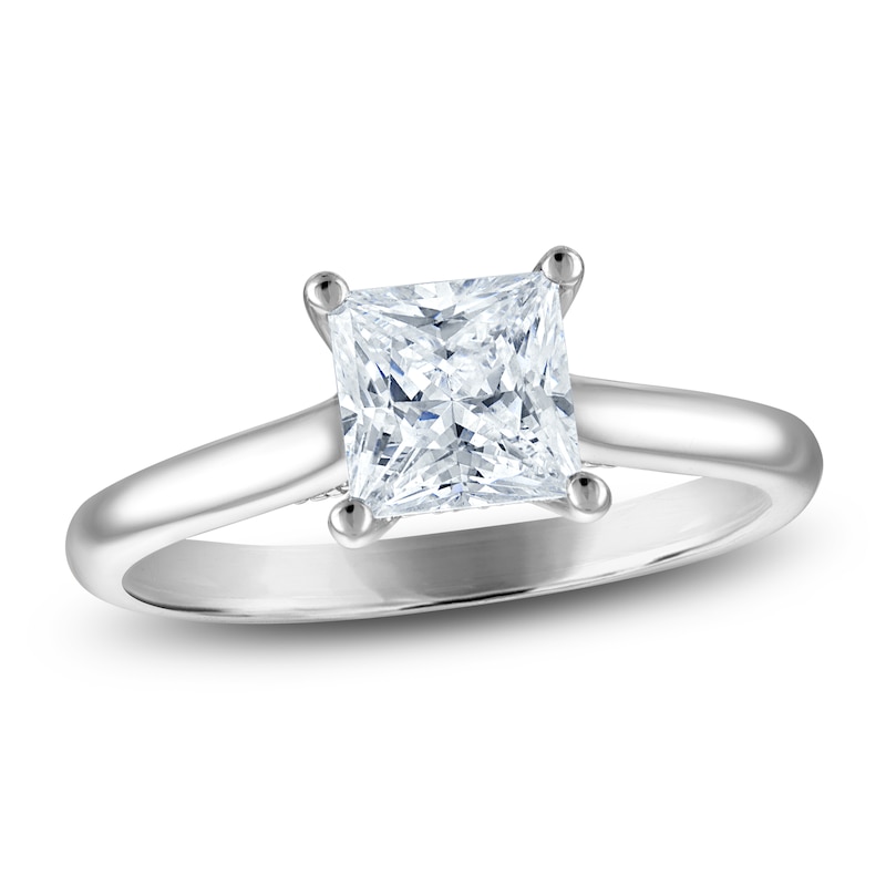 Main Image 1 of Princess-Cut Lab-Grown Diamond Solitaire Plus Engagement Ring 1-5/8 ct tw Platinum (VS2/F)
