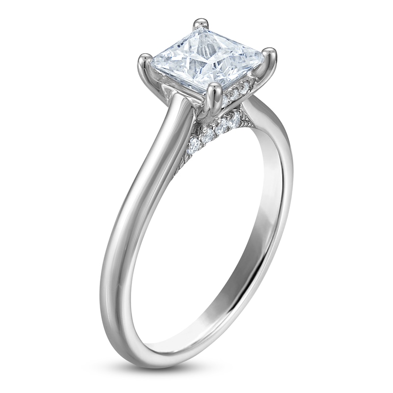Main Image 2 of Princess-Cut Lab-Grown Diamond Solitaire Plus Engagement Ring 1-5/8 ct tw Platinum (VS2/F)