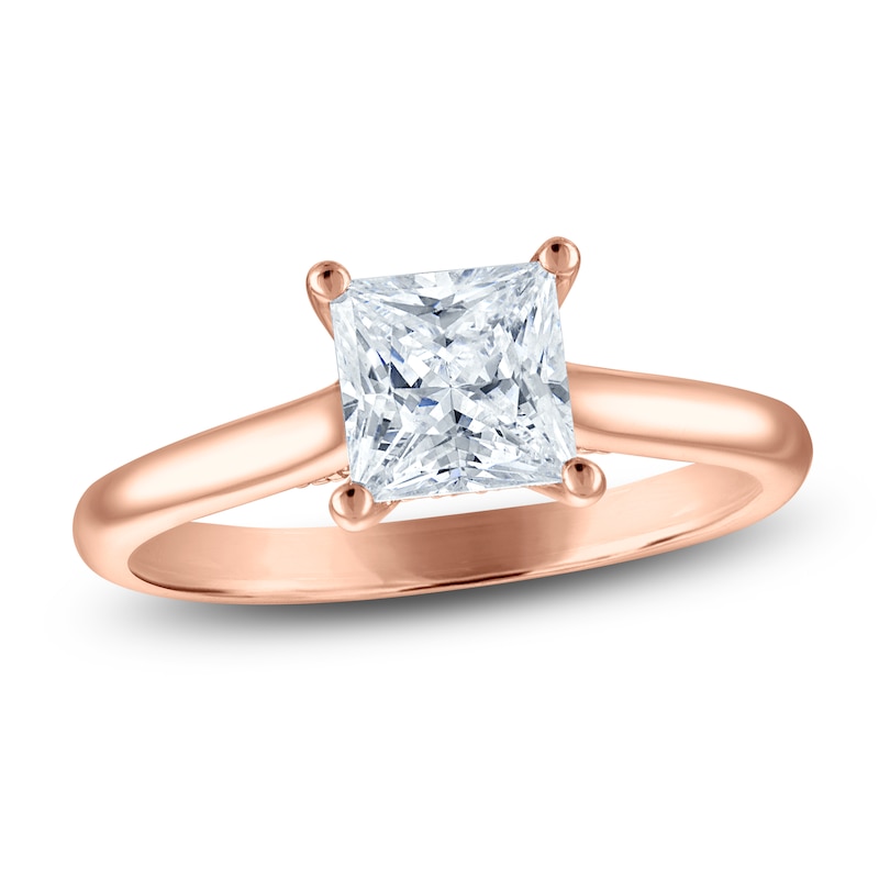 Main Image 1 of Princess-Cut Lab-Created Diamond Solitaire Plus Engagement Ring 1-5/8 ct tw 18K Rose Gold (VS2/F)