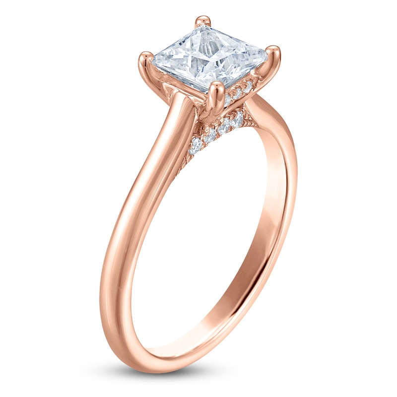 Main Image 2 of Princess-Cut Lab-Created Diamond Solitaire Plus Engagement Ring 1-5/8 ct tw 18K Rose Gold (VS2/F)