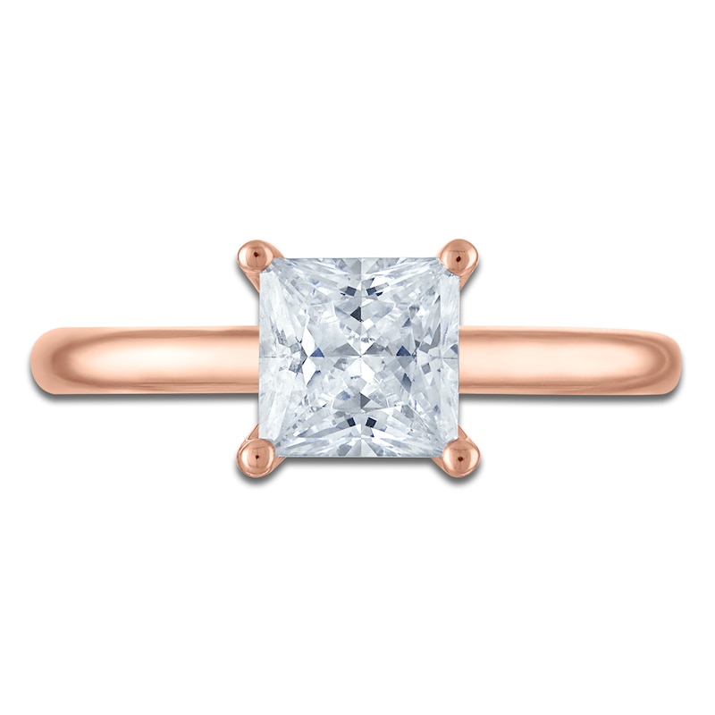 Main Image 3 of Princess-Cut Lab-Created Diamond Solitaire Plus Engagement Ring 1-5/8 ct tw 18K Rose Gold (VS2/F)