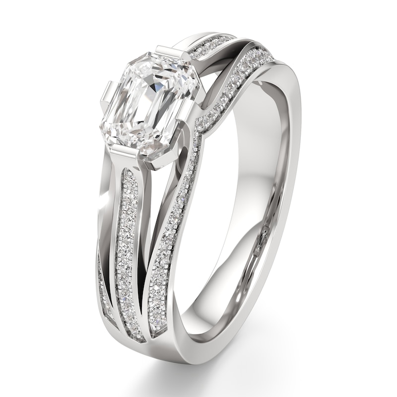 Main Image 4 of J'Lure Lab-Grown Diamond Imperial-Emerald Step-Cut Engagement Ring 1-3/8 ct tw 18K White Gold