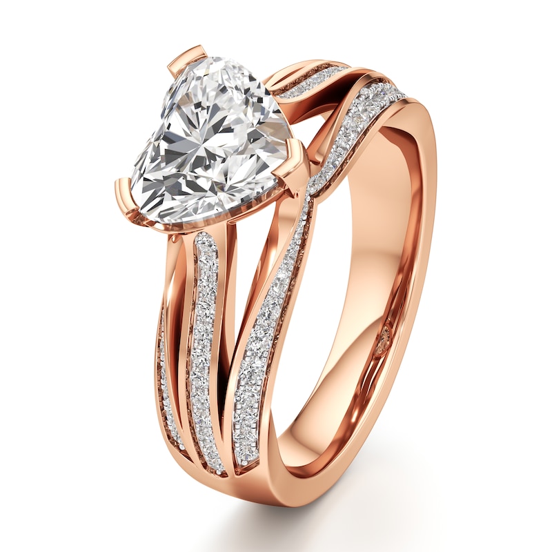 Main Image 4 of J'Lure Lab-Grown Diamond Heart Brilliant-Cut Engagement Ring 2-3/8 ct tw 18K Rose Gold
