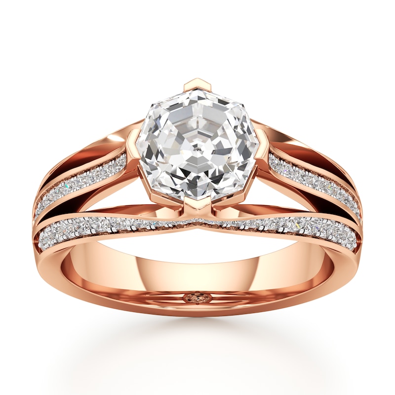 Main Image 1 of J'Lure Lab-Grown Diamond Octagon Step-Cut Engagement Ring 2-3/8 ct tw 18K Rose Gold