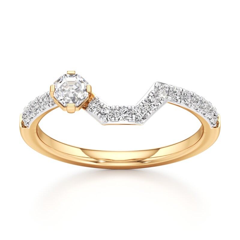 Main Image 1 of J'Lure Octagon Step-Cut Lab-Grown Diamond Contour Wedding Band 3/8 ct tw 18K Yellow Gold