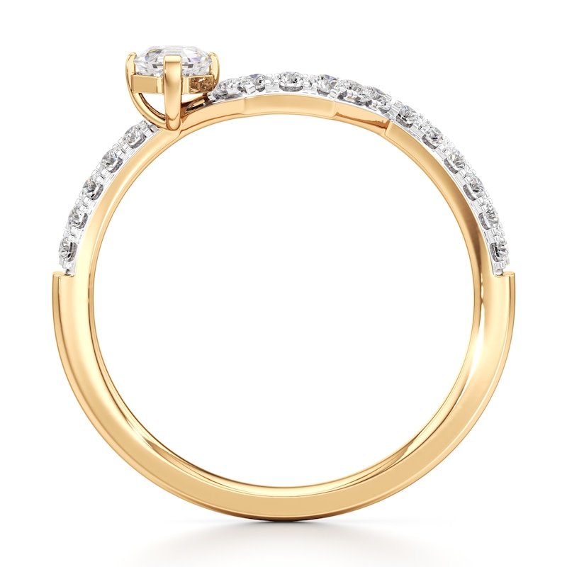 Main Image 2 of J'Lure Octagon Step-Cut Lab-Grown Diamond Contour Wedding Band 3/8 ct tw 18K Yellow Gold