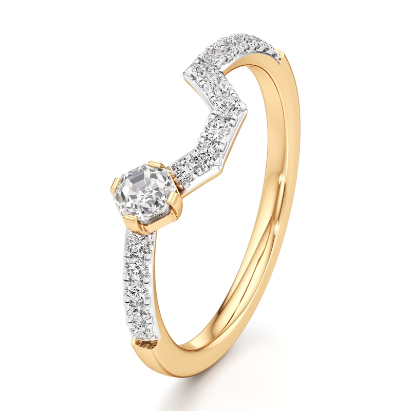 Main Image 4 of J'Lure Octagon Step-Cut Lab-Grown Diamond Contour Wedding Band 3/8 ct tw 18K Yellow Gold