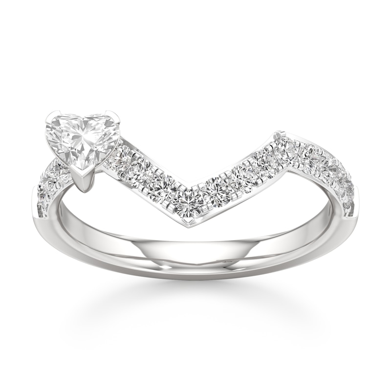 Main Image 1 of J'Lure Heart Brilliant-Cut Lab-Grown Diamond Contour Wedding Band 3/4 ct tw 18K White Gold