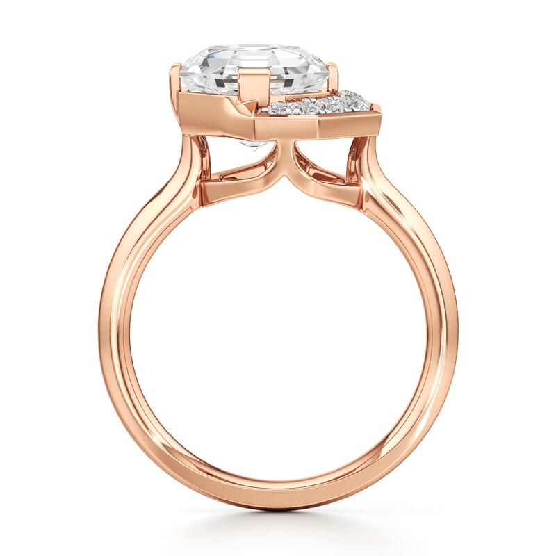 Main Image 2 of J'Lure Octagon Step-Cut Lab-Grown Diamond Half-Halo Engagement Ring 3-1/6 ct tw 18K Rose Gold