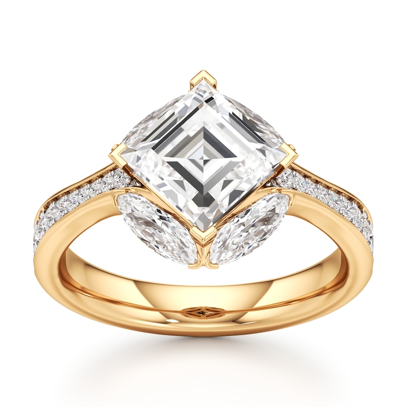 Main Image 1 of J'Lure Carre Step-Cut Lab-Grown Diamond Engagement Ring 3 ct tw 18K Yellow Gold