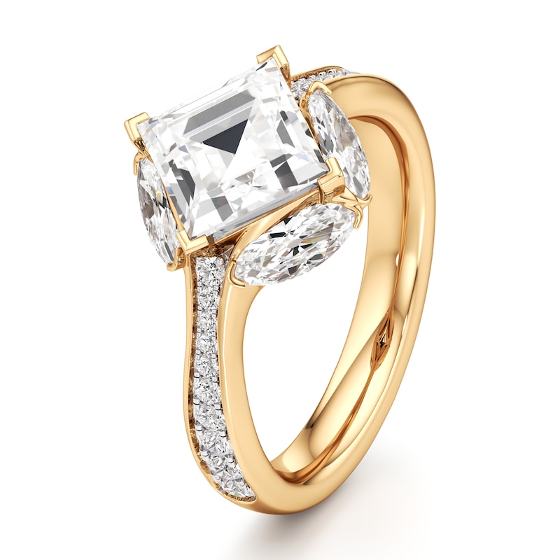 Main Image 4 of J'Lure Carre Step-Cut Lab-Grown Diamond Engagement Ring 3 ct tw 18K Yellow Gold