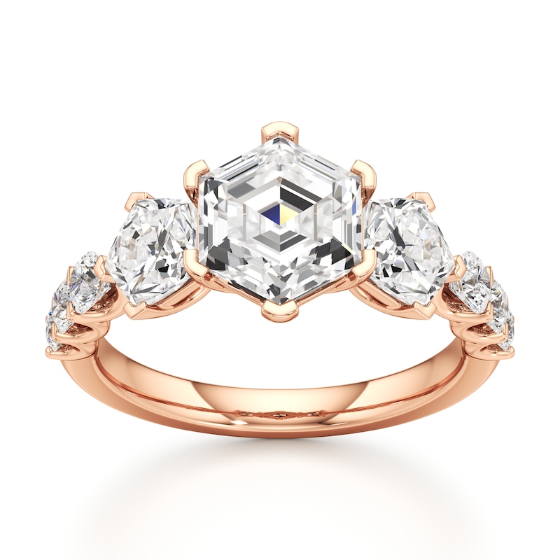 Main Image 1 of J'Lure Hexagon Step-Cut Lab-Grown Diamond Engagement Ring 3-1/2 ct tw 18K Rose Gold