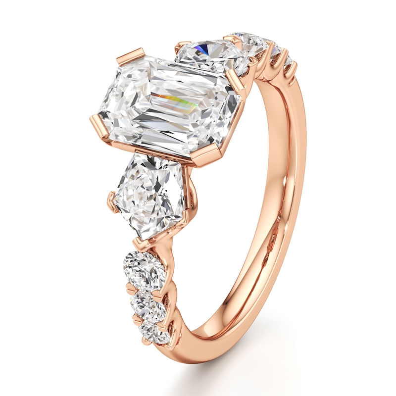 Main Image 4 of J'Lure Imperial-Emerald Step-Cut Lab-Grown Diamond Engagement Ring 3-1/2 ct tw 18K Rose Gold