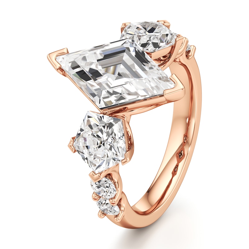 Main Image 4 of J'Lure Lozenge Step-Cut Lab-Grown Diamond Engagement Ring 5-1/3 ct tw 18K Rose Gold