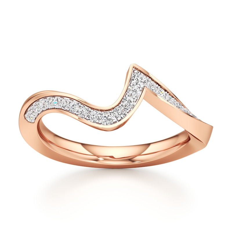 Main Image 1 of J'Lure Lab-Created Diamond Contour Wedding Band 1/5 ct tw 18K Rose Gold