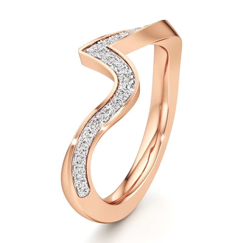 Main Image 4 of J'Lure Lab-Created Diamond Contour Wedding Band 1/5 ct tw 18K Rose Gold