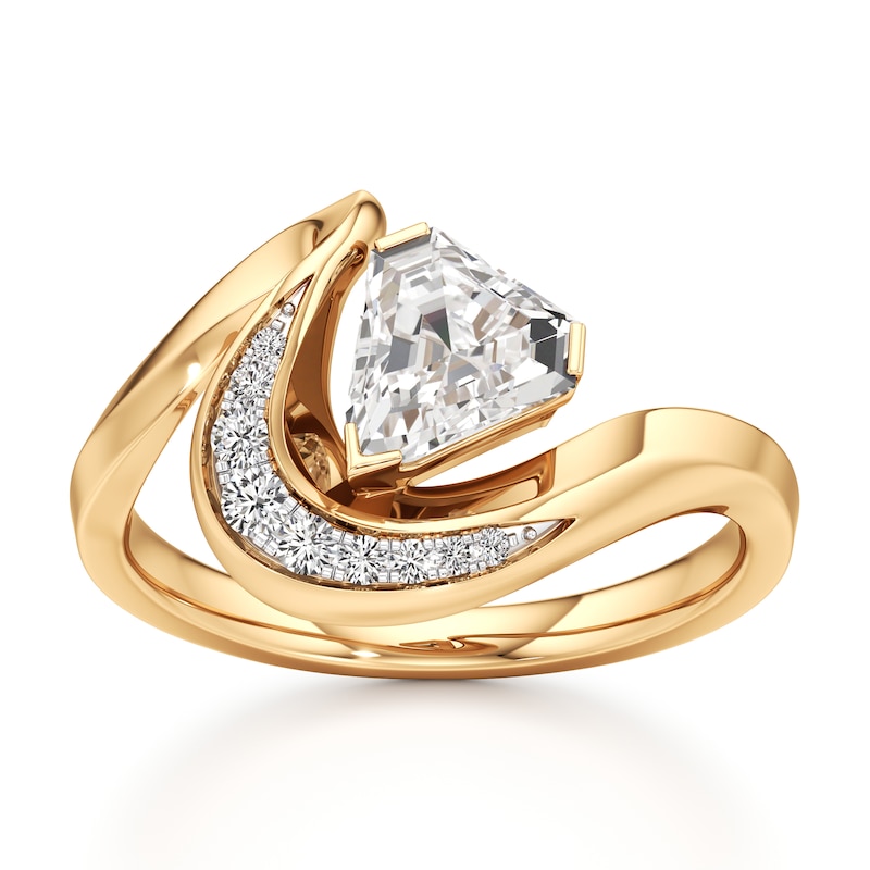 Main Image 1 of J'Lure Shield Step-Cut Lab-Grown Diamond Engagement Ring 1 ct tw 18K Yellow Gold