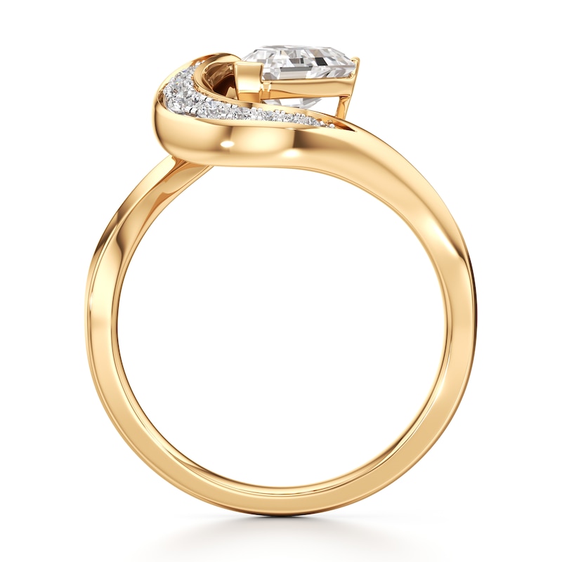 Main Image 2 of J'Lure Shield Step-Cut Lab-Grown Diamond Engagement Ring 1 ct tw 18K Yellow Gold