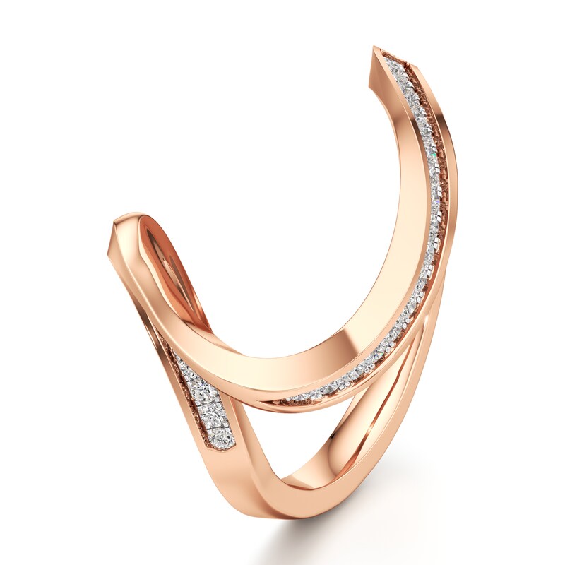 Main Image 4 of J'Lure Lab-Grown Diamond Contour Wedding Band 1/6 ct tw 18K Rose Gold