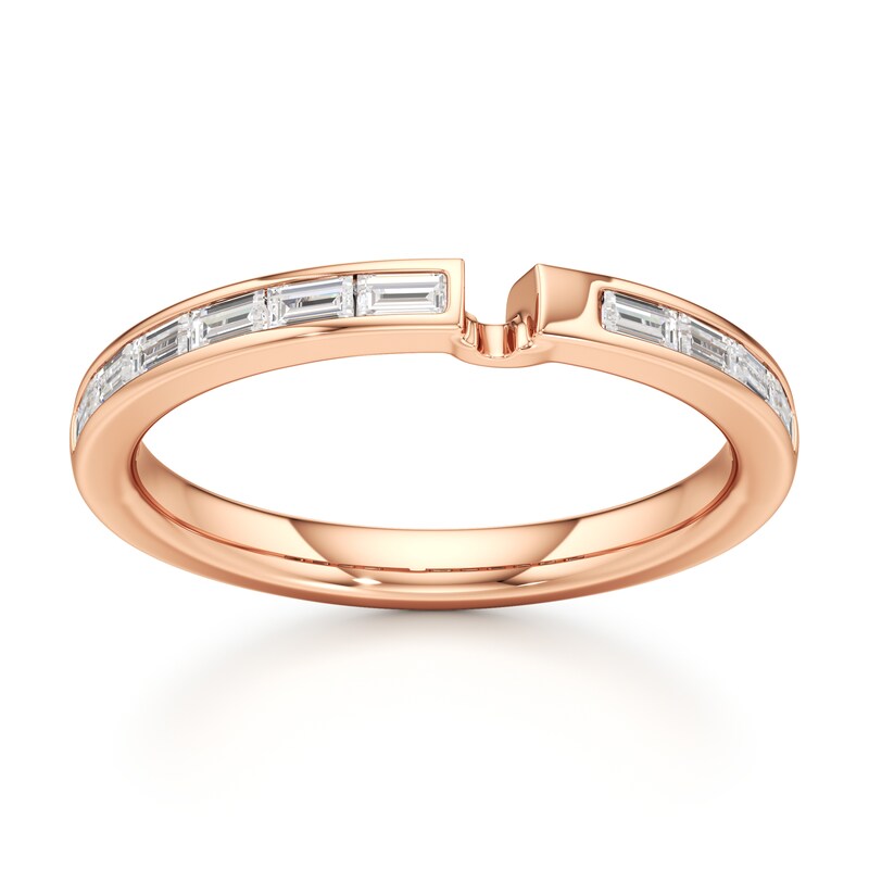 Main Image 1 of J'Lure Baguette-Cut Lab-Grown Diamond Contour Wedding Band 3/8 ct tw 18K Rose Gold