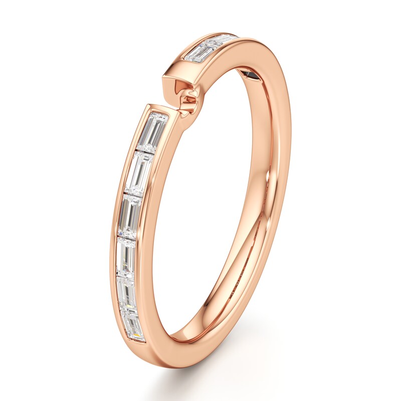 Main Image 4 of J'Lure Baguette-Cut Lab-Grown Diamond Contour Wedding Band 3/8 ct tw 18K Rose Gold