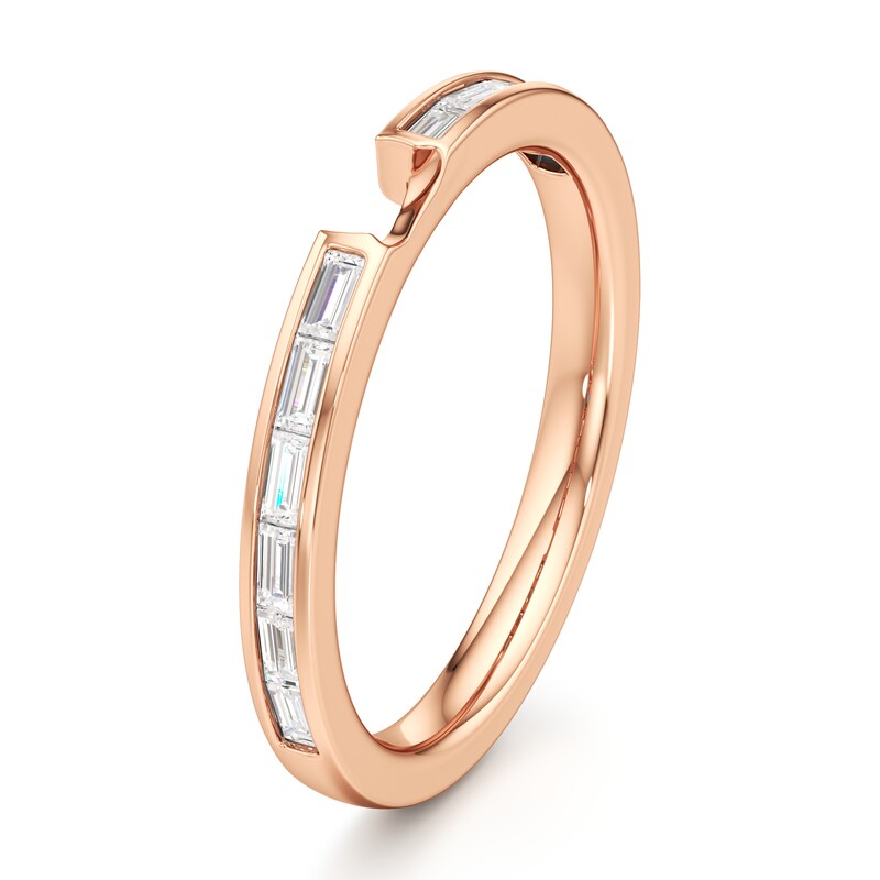 Main Image 4 of J'Lure Baguette-Cut Lab-Grown Diamond Contour Wedding Band 3/8 ct tw 18K Rose Gold