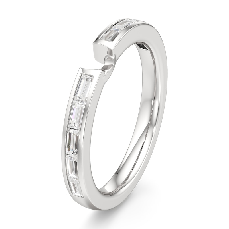 Main Image 4 of J'Lure Baguette-Cut Lab-Grown Diamond Contour Wedding Band 3/8 ct tw 18K White Gold