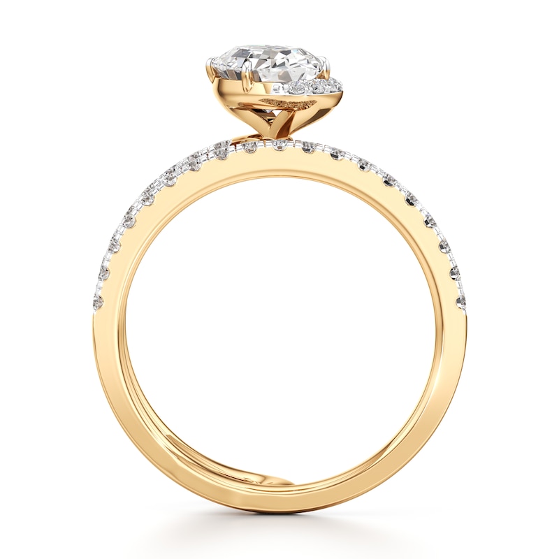 Main Image 2 of J'Lure Oval Step-Cut Lab-Grown Diamond Spiral Engagement Ring 1-3/8 ct tw 18K Yellow Gold