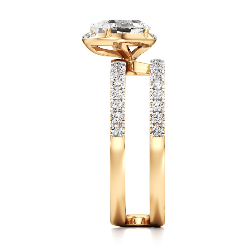 Main Image 3 of J'Lure Oval Step-Cut Lab-Grown Diamond Spiral Engagement Ring 1-3/8 ct tw 18K Yellow Gold