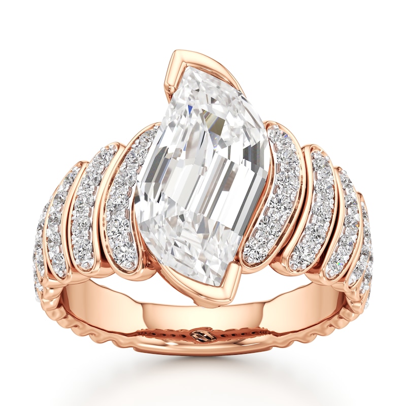 Main Image 1 of J'Lure Leaf Step-Cut Lab-Grown Diamond Engagement Ring 2-3/8 ct tw 18K Rose Gold