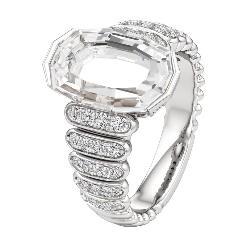 Main Image 4 of J'Lure Oval Portrait-Cut Lab-Grown Diamond Engagement Ring 3-3/8 ct tw 18K White Gold