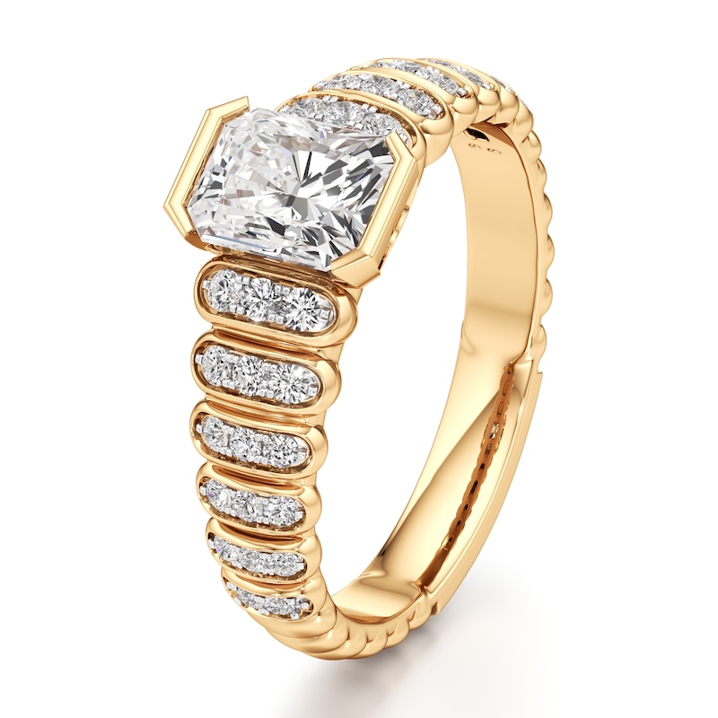 Main Image 4 of J'Lure Radiant Brilliant-Cut Lab-Grown Diamond Engagement Ring 1-1/4 ct tw 18K Yellow Gold