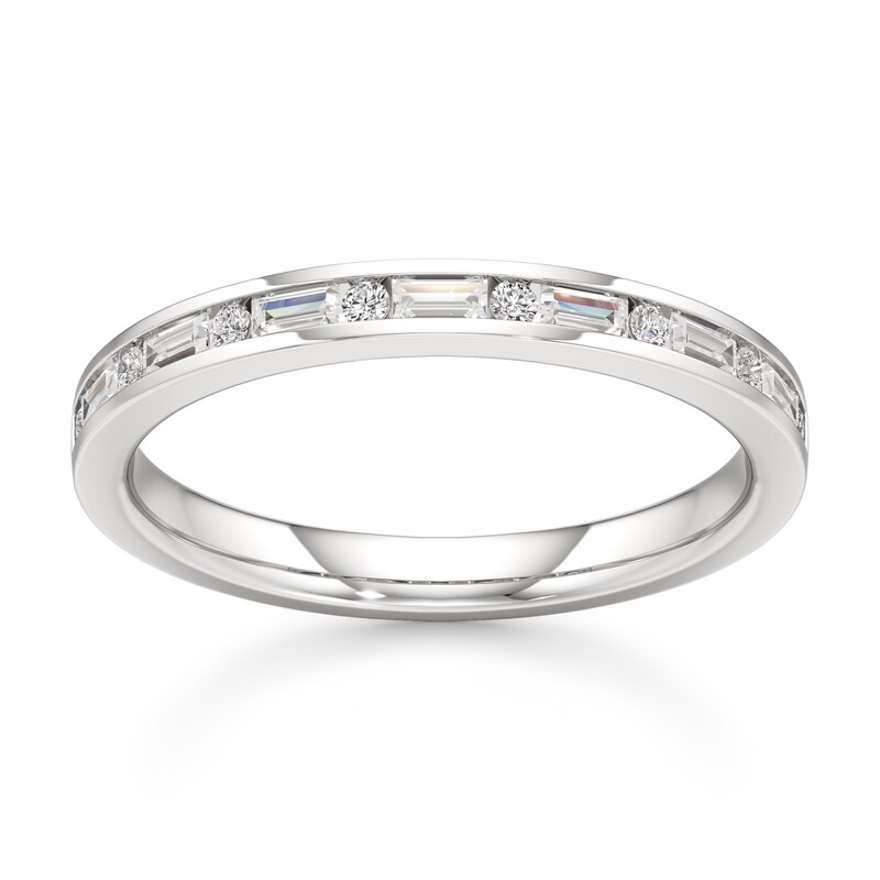 Main Image 1 of J'Lure Baguette & Round-Cut Lab-Grown Diamond Wedding Band 1/3 ct tw 18K White Gold