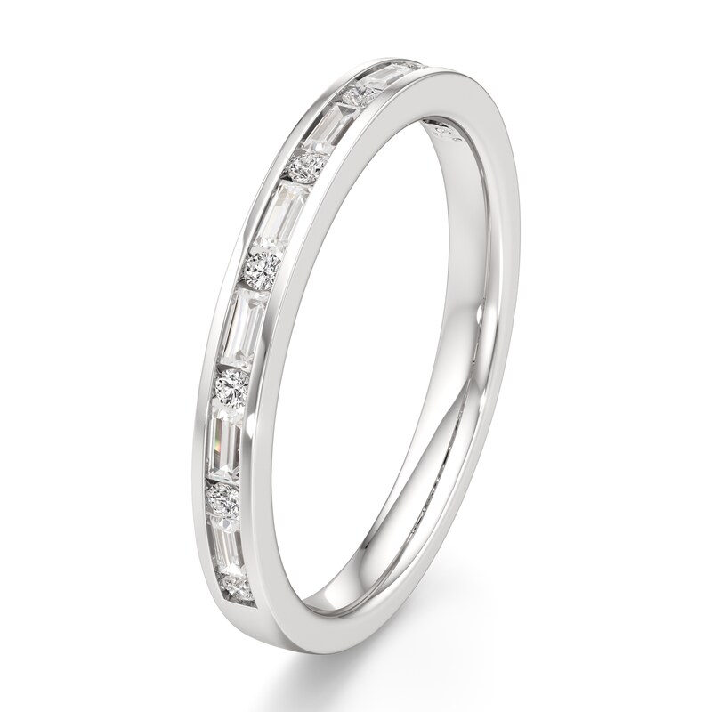 Main Image 4 of J'Lure Baguette & Round-Cut Lab-Grown Diamond Wedding Band 1/3 ct tw 18K White Gold