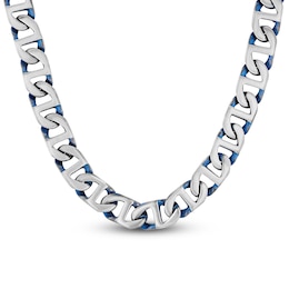 Men's Mariner Chain Necklace 9.5mm Stainless Steel & Blue Ion Plating 24"