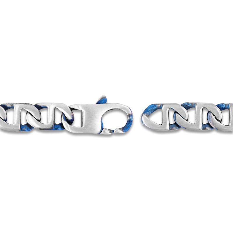 Main Image 3 of Men's Mariner Chain Necklace 9.5mm Stainless Steel & Blue Ion Plating 24"